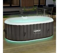 Arebos Bañera de hidromasaje con iluminación LED | SPA Hinchable | Interior y Exterior | 190x120 cm Ovalada | 2 Personas | 90 chorros de Masaje | con calefacción | 550 litros | In ubierta