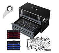 Arebos Caja de Herramientas Incl. Juego de Herramientas de 172 Piezas de Cromo vanadio | para el hogar, Garaje y Taller | Caja de Herramientas Equipada con 3 cajones | con Cerradura