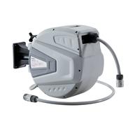 AREBOS Carrete de Manguera de Jardín Automático | Manguera de Jardín 30m Gris | Giratorio 180°