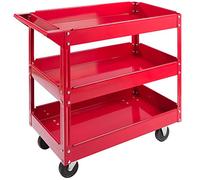 Arebos Carro de Taller con Ruedas | Carro de Herramientas | Carro de Mano de Montaje | 3 Compartimentos | Capacidad de Carga de hasta 120 kg | Rojo