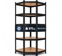 Arebos Estantería para Cargas Pesadas | Estantería sin Tornillos 875 kg | Fácil de Montar Gracias al Sistema de Enchufe | 180 x 70 x 70 cm | 5 estantes de MDF | hasta 175 kg por Estante | Negro