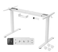 AREBOS Estructura de escritorio elevable eléctrico blanco 2 motores 120 kg 72-120 cm pantalla LCD 3 alturas memorizables ruedas soporte para cables