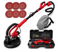 Arebos Lijadora telescópica para paredes y techos con colector de polvo | lijadora de pared | Lijadora Jirafa | Rojo 750W