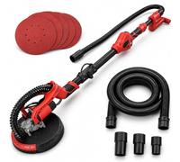 Arebos Lijadora telescópica para paredes y techos | lijadora de pared Eléctrica con cable| Lijadora Jirafa | 710W | 225 mm, Rojo, Negro