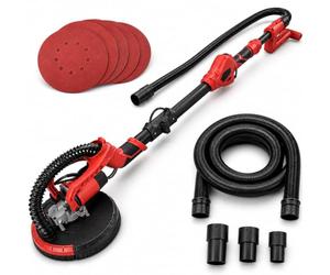 Arebos Lijadora telescópica para paredes y techos | lijadora de pared Eléctrica con cable| Lijadora Jirafa | 710W | 225 mm, Rojo, Negro