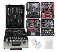 Arebos maletín de herramientas 1200 piezas | set completo con ruedas | maleta de transporte portátil | kit de herramientas profesional