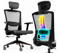 Arebos Silla Ergonómica de Oficina | Silla de Escritorio con Reposacabezas Ajustable, Reposabrazos, Apoyo Lumbar, Función Giratoria | Silla Giratoria de Malla | Respaldo | Capacidad de Peso 136 kg