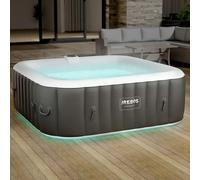 AREBOS Spa: Hidromasaje para 6 personas | 185x185 cm, 130 chorros, luces LED y masaje con burbujas