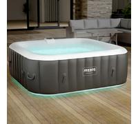 Arebos Spa Hinchable 910 L para 6 Personas, 185 x 185 cm, 130 Chorros de Masaje, Luz LED, Cubierta, Hidromasaje de Burbujas