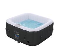 AREBOS Spa Hinchable Bañera de Hidromasaje | Cuadrada | Interior y Exterior | 154x154cm | 4 Personas | 130 Chorros de Masaje | 600 L