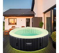 Arebos SPA Hinchable | Inflable automático | para Interior y Exterior | ⌀ 208 cm | 6 Personas | Banda Luminosa LED | 130 boquillas de Masaje | 1000 L | Incluye Cubierta | Bubble SPA & Wellness Masaje