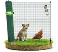 Arebos Valla de jardín móvil 20 m | Valla flexible de 90 cm de altura con 12 postes | Para perros, pollos y animales pequeños | Resistente a la intemperie