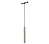 ARELUX XNET. Lámpara cilíndrica suspendida para perfil curvo. 1.5W + 5.8W, 48V DC, 3000K, CRI 90, 21 grados, UGR < 10. Color: plateado café