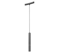 ARELUX XNET. Lámpara cilíndrica suspendida para perfil curvo. 1.5W + 5.8W, 48V DC, 3000K, CRI 90, ángulo de 21 grados, UGR < 10, acabado níquel mate