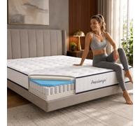 Arensberger Lena Colchón de muelles con espuma viscoelástica, 90 x 200 cm, altura 21 cm, dureza H3/H4, colchón de muelles ensacados HR, colchón enrollable, ergonómico