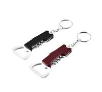 ARFUKA Llavero abrebotellas multifuncional, juego de sacacorchos y abridor de bebidas para cerveza, vino, refrescos, llavero compacto para viajes, camping, fiestas, paquete de 2