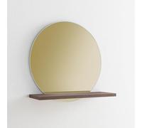 ARHome Espejo Redondo Bronce con Estante, 60 x 60 x 22 cm, Corten, Espejo con Estante, Made in Italy