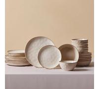 Aria - Set de vajilla de gres para 6 personas, juego de platos de 24 piezas con plato de servir, cuencos para cereales, platos para el desayuno, platos hondos para pasta, platos llanos, juego de vajil