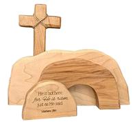 ariarly Decoración de Pascua, escena de resurrección de Pascua, adornos de madera, cruz de madera religiosa de Pascua, juego de estatua de tumba vacía para decoración de mesa del hogar, manualidades