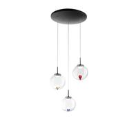 Ariel - Lámpara Colgante Circular De 3 Luces Con Formas Fabas Luce - Led Regulable De 21 W - Florón Redondo Transparente De 35 Cm De Diámetro.