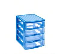 ARISE SHOP-Cajonera de plástico Guadiana 3 -4 cajones transparentes, torre almacenaje, sobremesa, escritorio, baño, oficina Transparent 3 drawers