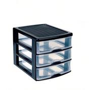 ARISE SHOP-Cajonera de plástico Guadiana 3 -4 cajones transparentes, torre almacenaje, sobremesa, escritorio, baño, oficina Transparent 4 drawers