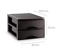ARISE SHOP-Cajonera Rattan de Sobremesa 2/3/4 Cajones, Blanco o Marrón, Ideal para Escritorio, Baño o Cocina Brown and white