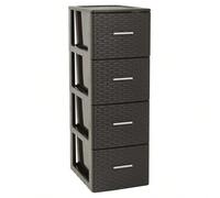 ARISE SHOP-Cajonera Volga en Rattán Marrón o Blanco | 2, 3 o 4 Cajones | Almacenamiento para Dormitorio, Sala y Oficina White, brown