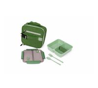 ARISE SHOP-Funda Térmica con Fiambrera 1100 ml y Cubiertos Incluidos - Bolsa Porta Alimentos Isotérmica para Oficina, Escuela y Viajes Green