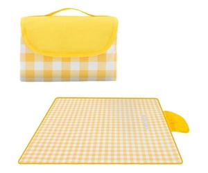 ARISE SHOP-Manta de picnic impermeable, plegable, para exteriores, playa, ligera, con forma de bolsa para viajes, camping, fiesta familiar Yellow 200x200cm.