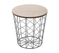 ARISE SHOP- Mesa Auxiliar Nórdica Con Tapa De Madera Extraíble Mesita De Centro Para Café Té Estructura Metálica Pone Salón Dormitorio Habitación Mesita De Centro Cónica 39X38cm Black