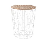 ARISE SHOP- Mesa Auxiliar Nórdica Con Tapa De Madera Extraíble Mesita De Centro Para Café Té Estructura Metálica Pone Salón Dormitorio Habitación Mesita De Centro Cónica 39X38cm White