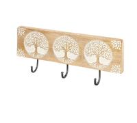 ARISE SHOP-Perchero Árbol De La Vida 3 Pomos Madera,Perchero Pared 3 Colgador,2 Colores 5x38x16cm White
