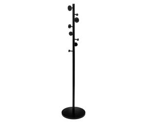 ARISE SHOP-Perchero de pie moderno negro con 8 ganchos de botón,soporte de ropa moderno y estante para sombreros, paraguas y abrigos,utilizado en dormitorio, sala de estar,entrada,D. 37 x H. 176 cm