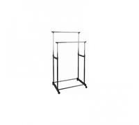 ARISE SHOP-Perchero Metálico Dos Estantes Doble Con Ruedas 145x70x42cm Fácil De Montar Colgador Ropa