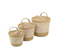 ARISE SHOP-SET 3 Cesta Cónica Seagrass con Asas ,Cesta Decoración para el Hogar 20/25/30CM