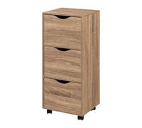 ARISE SHOP-Torre Cajonera 3 puertas con ruedas,Cajonera Contenedor de oficina Contenedor de escritorio con cajones,Estante Archivador de 3 Cajones 33 x 29,5 x H. 80,5 Brown