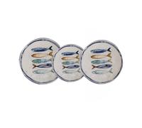 ARISE SHOP-Vajilla 12 piezas Peixe Iberica Brillo ,Plato de Postre 20cm,Plato Hondo 21cm,Plato Llano 26cm