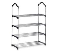 ARISE SHOP-Zapatero 4 Estantes 76 x 26 x 58 cm Plateado Negro Metal