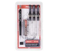 Aristo AH64308 mg1 Pro College - Juego de 6 plumas estilográficas (3 plumas estilográficas mg1 Pro, grosor de trazo 0,25/0,35/0,5 mm, bolígrafo Geo-Pen de 0,5 mm, con 12 minas de repuesto, tinta negra