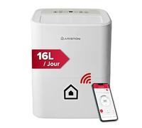 Ariston - Deshumidificador Silencioso Bajo Consumo Portátil Wifi, 16L/día + Depósito de 3L - Deshumidificadores de Humedad 30/44 m², 24,5x35x51 cm - Dehumidifier Fabricado para Instalación en España