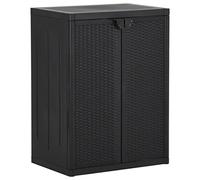ARKEM Armario de almacenaje de jardín PP ratán Negro Armario Exterior Terraza Armario Terraza 65x45x88 cm