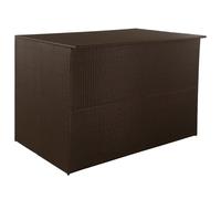 ARKEM Caja de Almacenaje Jardín 150x100x100 cm Mueble Exterior Armario Banco Arcón Ratán Sintético Marrón