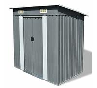 ARKEM Caseta de Jardín de Metal Gris: Almacenamiento de Herramientas y Equipamiento con Ventilación y Puertas Correderas Dobles