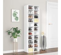 ARKEM Mueble Zapatero de Madera contrachapada Blanco 54x34x183 cm Mueble Zapatero Armario Estantería Pasillo con Puertas Organizador Pared Adornos Jarrones Decoración