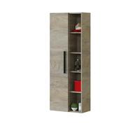 ARKITMOBEL - Columna de Baño Suspendida Grande con 1 Puerta y 7 Estantes, Armario Auxiliar para Baño, Color Roble Alaska, 135x51x25 cm - Modelo Athena