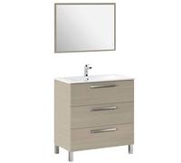 ARKITMOBEL Mueble de baño Athena 80x86x45 cm – 3 cajones, espejo, patas, roble (lavabo no incluido)