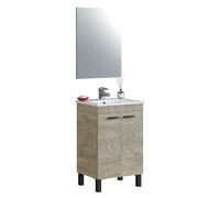 ARKITMOBEL - Mueble de Baño con 2 Puertas y Espejo, Módulo Lavabo con Patas, Color Roble Alaska, 50x80x40 cm - Modelo PM (Lavabo no Incluido)