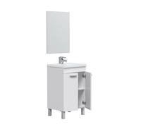 ARKITMOBEL Mueble de Baño con Espejo, Blanco Artik, 50x80x40 cm | 2 Puertas, Módulo Lavabo con Patas, Modelo PM, Lavabo no Incluido