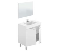 ARKITMOBEL - Mueble de Baño con Patas Modelo LC, Armario de Aseo con 2 Puertas y Espejo, 80x80x45 cm, Acabado Blanco Brillo (Lavabo No Incluido)